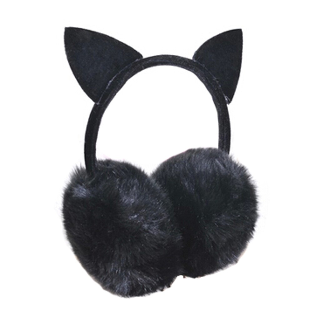 Lovely Cat Ears Super Soft Earmuffs Winter Earmuffs Ear Warmers, Black
