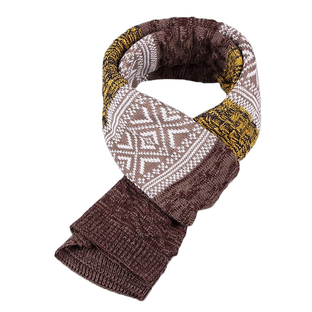 Winter Men's Stylish Scarf Knitting Long Scarf Colorant Match Scarf Yellow/Brown