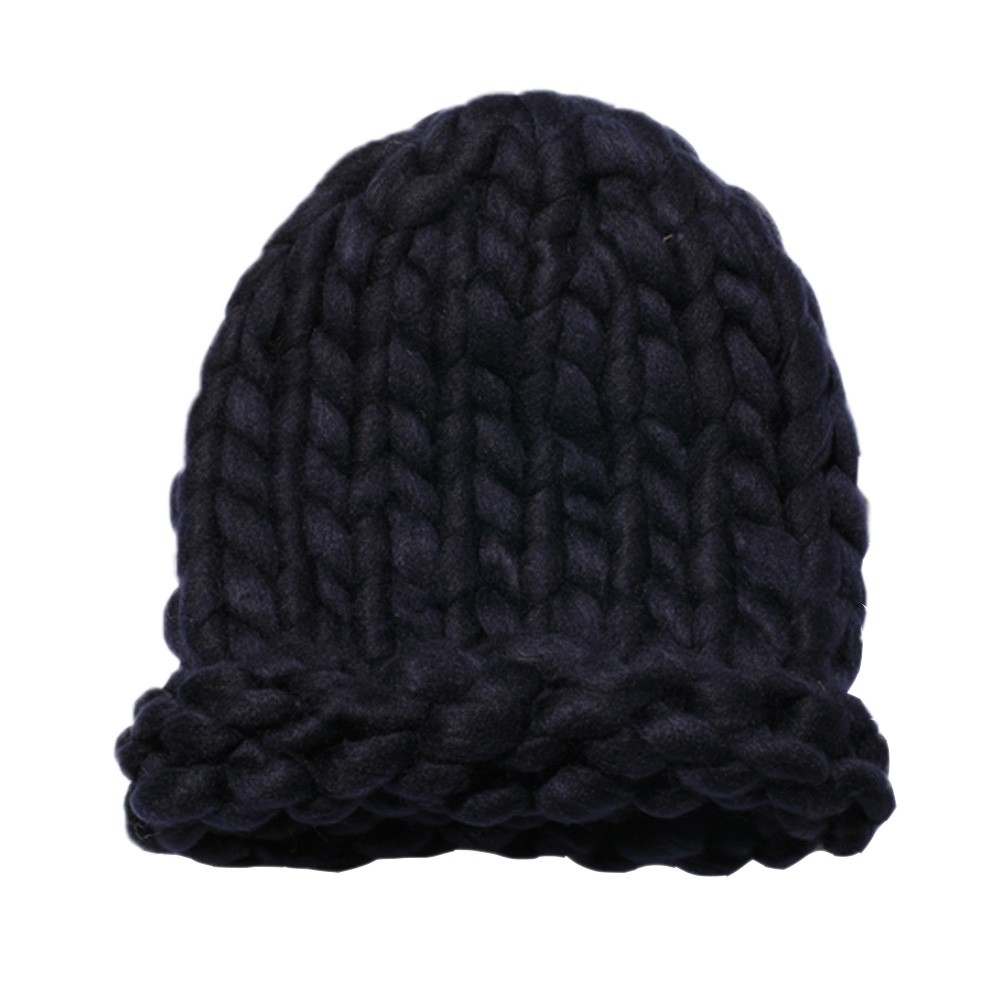 Soft Winter Crochet Cap Hat, Classic Style, High-Quality Wool cap, Navy
