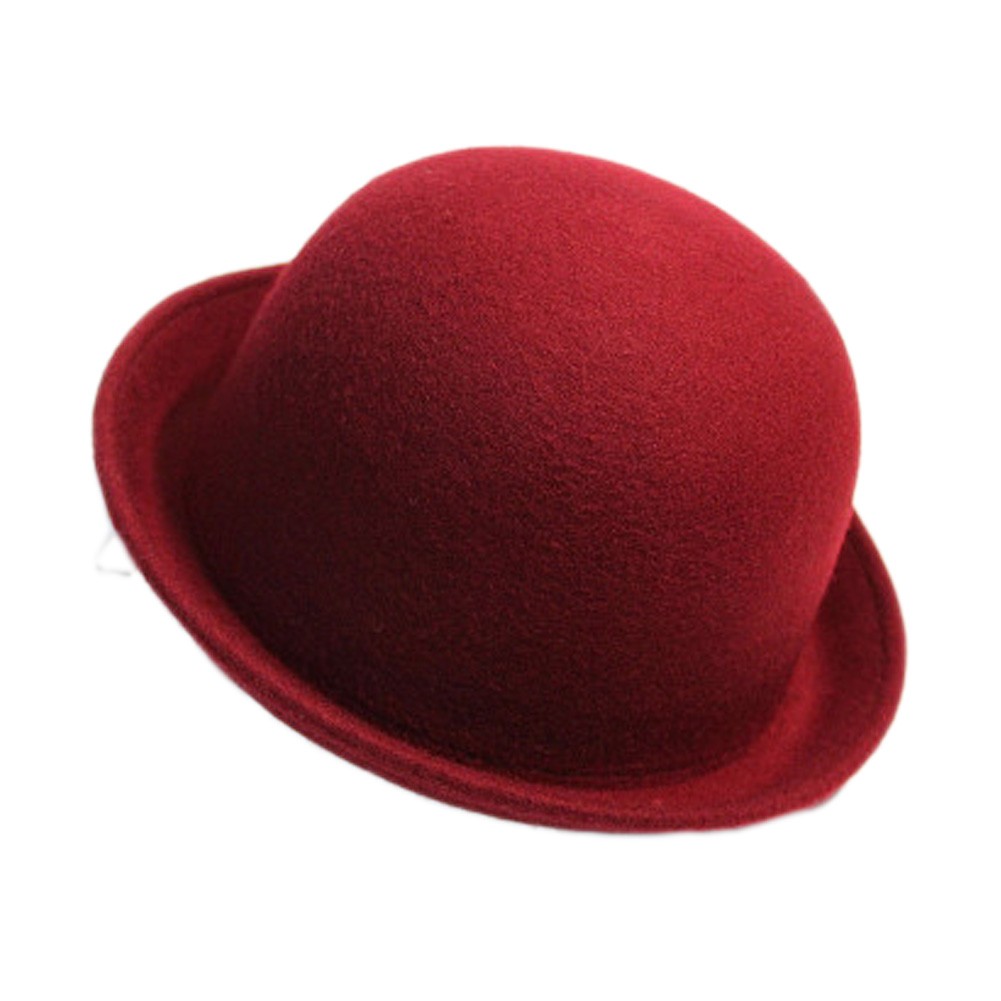 Billycock/ Homburg/ Women  Trendy  Bowler Hat Cap/ Classic Style, Red
