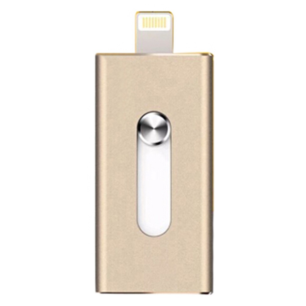 16GB Double Plug Iphone/Ipad/PC USB Flash Drive Dual-Purpose Memory Stick Golden