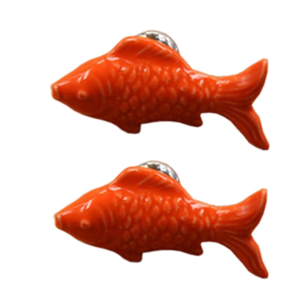 Cute Red Fish Drawer/Cabinet Pull Handles Ceramic Cabinet Knobs Set Of 4