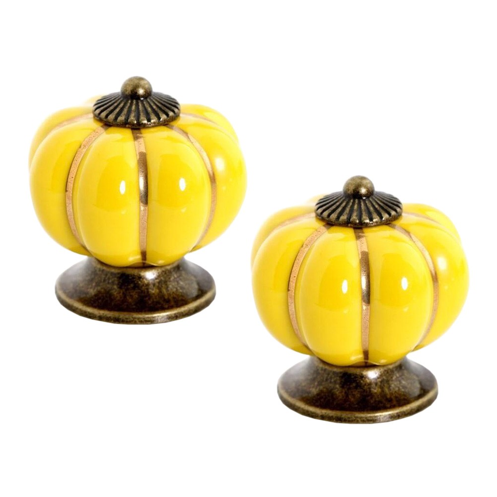 10 PCS Lovely Village Drawer Handle Cabinet Knobs Drawer Pull Handles Pumpkin Yellow
