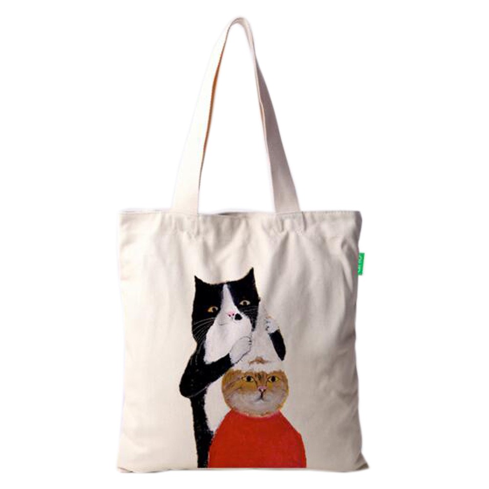 Cute Eco Bag Canvas Bag Single Shoulder Handbag Cat Pattern,No.2