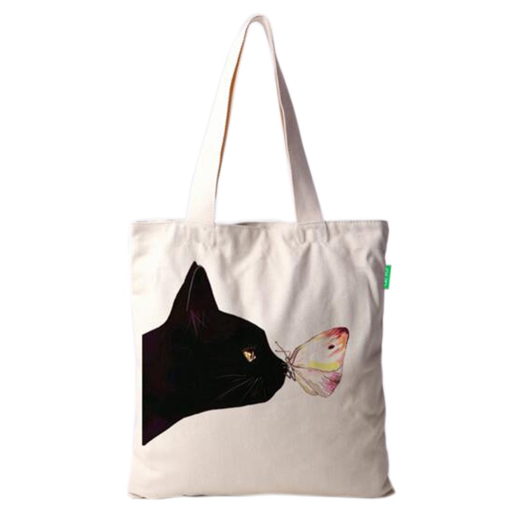 Girls Single Shoulder Handbag Eco Bag Canvas Bag Cute Cat,No.8