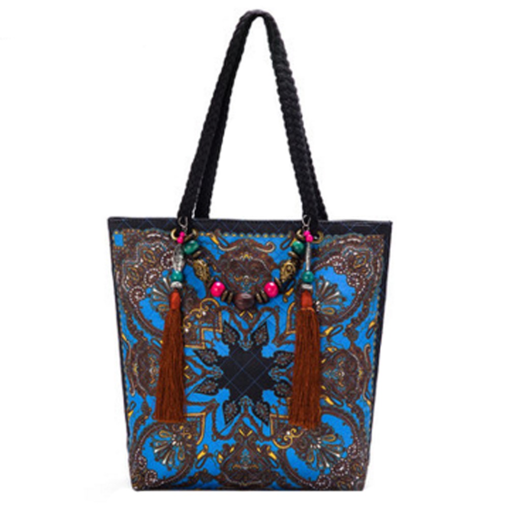 Womens Fashion Ethnic Customs Shoulder Bag Handbag Tote Bag, Blue