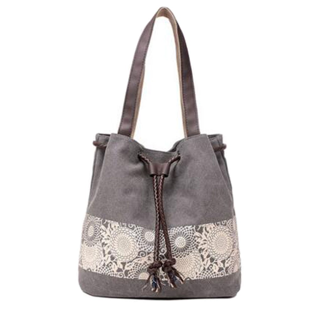 Womens Vintage Shoulder Bag Canvas Handbag Tote Bag Fashion Purse, Grey