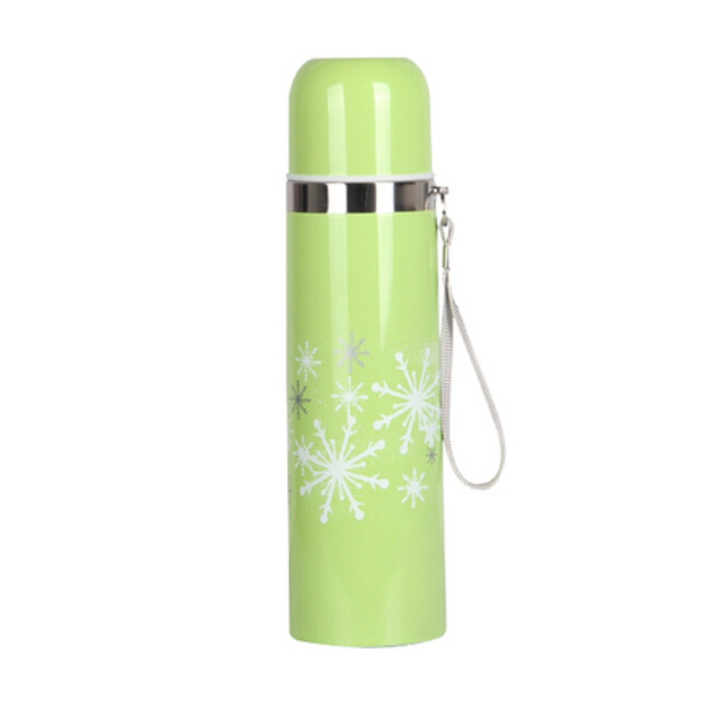 Snow Pattern Stainless Steel Vacuum Drink Bottle Travel Mug  500ML, Green