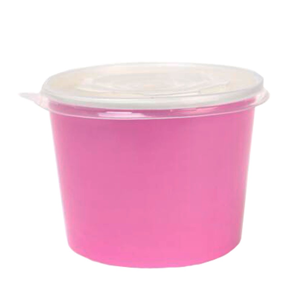 Frozen Dessert Supplies Ice Cream Cups Disposable  Fun Colors  Paper Cups 50 Count??rose red,16 oz