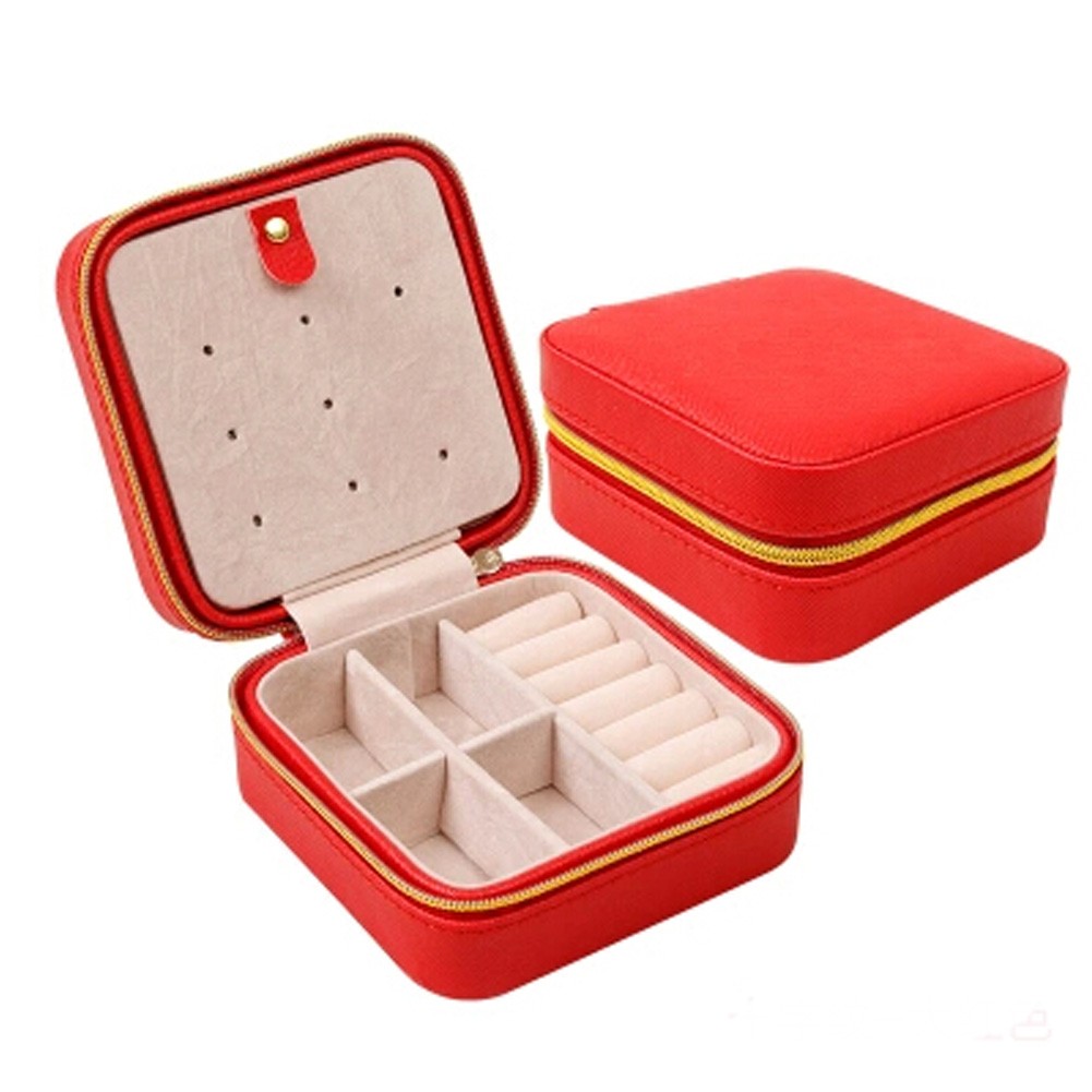 Hand-Held Armoire Jewelry Cabinet Box Jewelry Organizer 10*10*5CM,Red