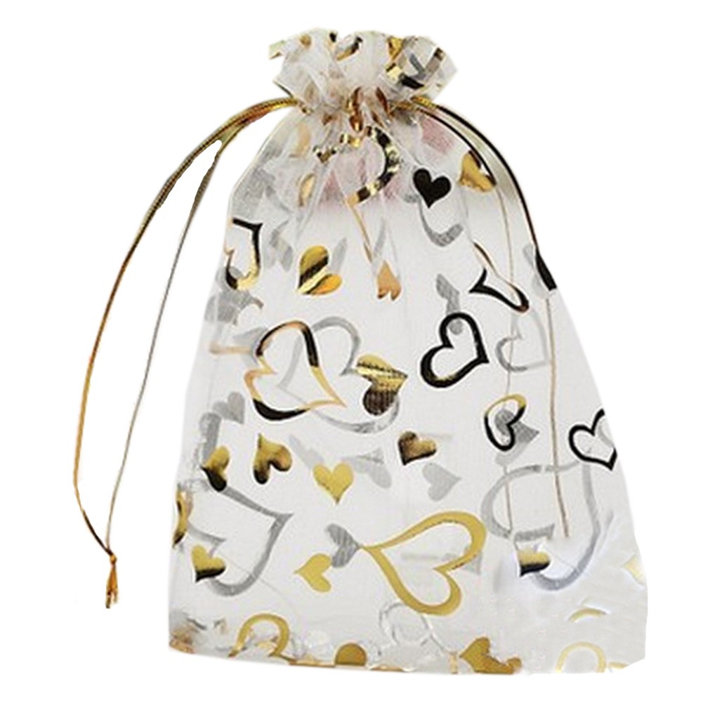 Pack of 100 Organza Drawstring Gift Bag For Party/Game/Wedding White 13*18CM