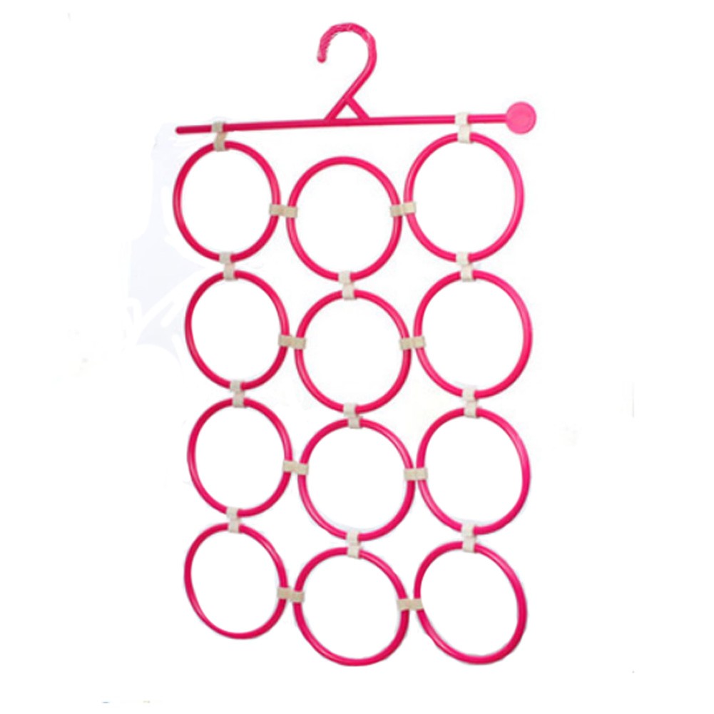 Detachable Circulars Tie Rack/Hanger With 12 Circles,Rose Red ,(34*44CM)