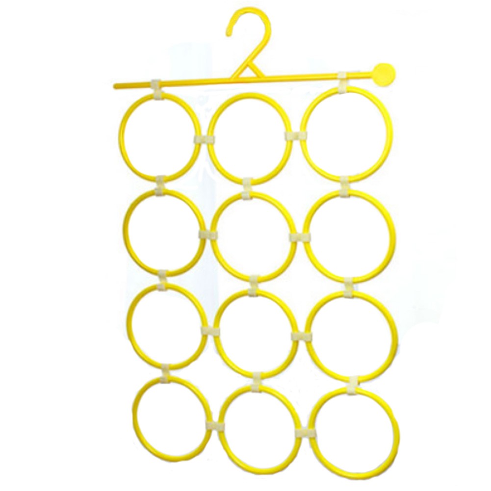 Detachable Circulars Tie Rack/Hanger With 12 Circles,Yellow,(34*44CM)