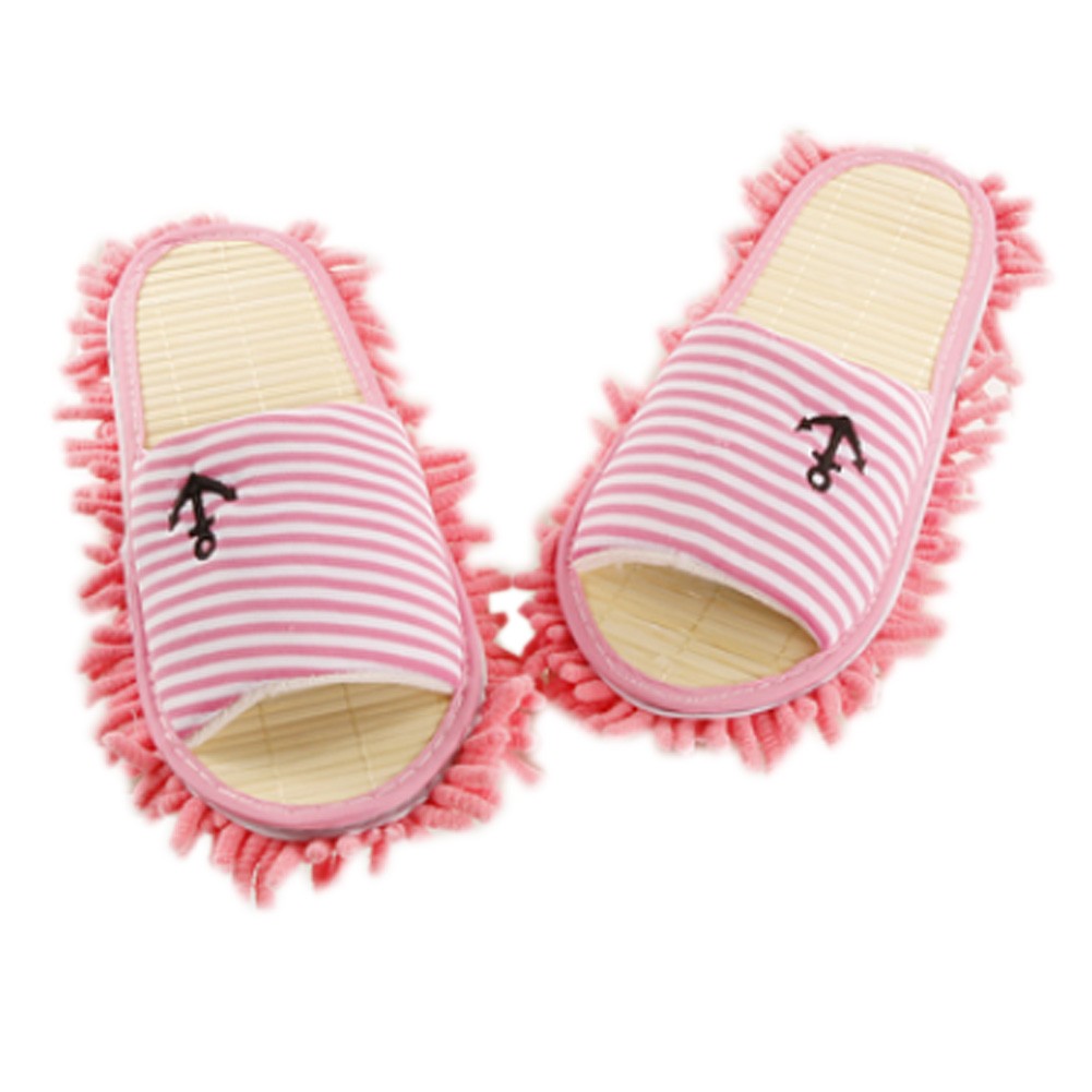 Smart Microfiber Cleaning Slippers For Women, Red Strips
