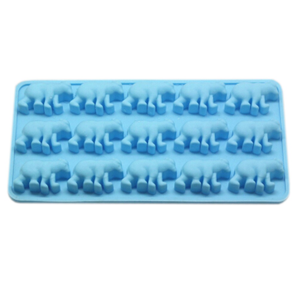 Set of 2 Safe And Soft Silicon Ice Cube Tray, Bear Pattern