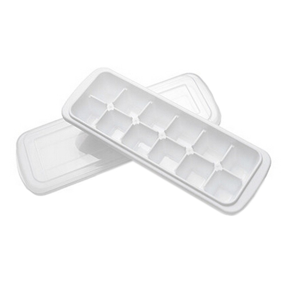 Set Of 2 Creative White Ice Cube Tray With Lid For Home/Bar Use, NO.1