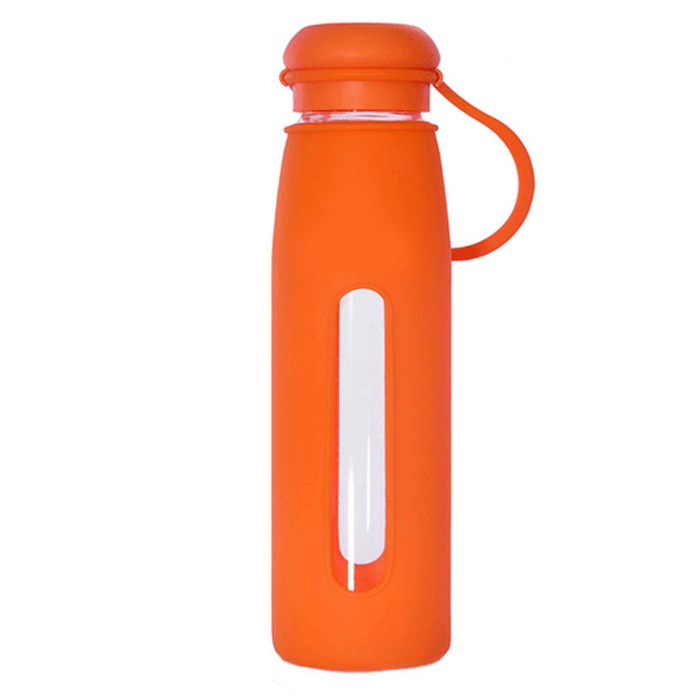 500ML Lovely Glass Water Bottle with Silicone Sleeve Orange
