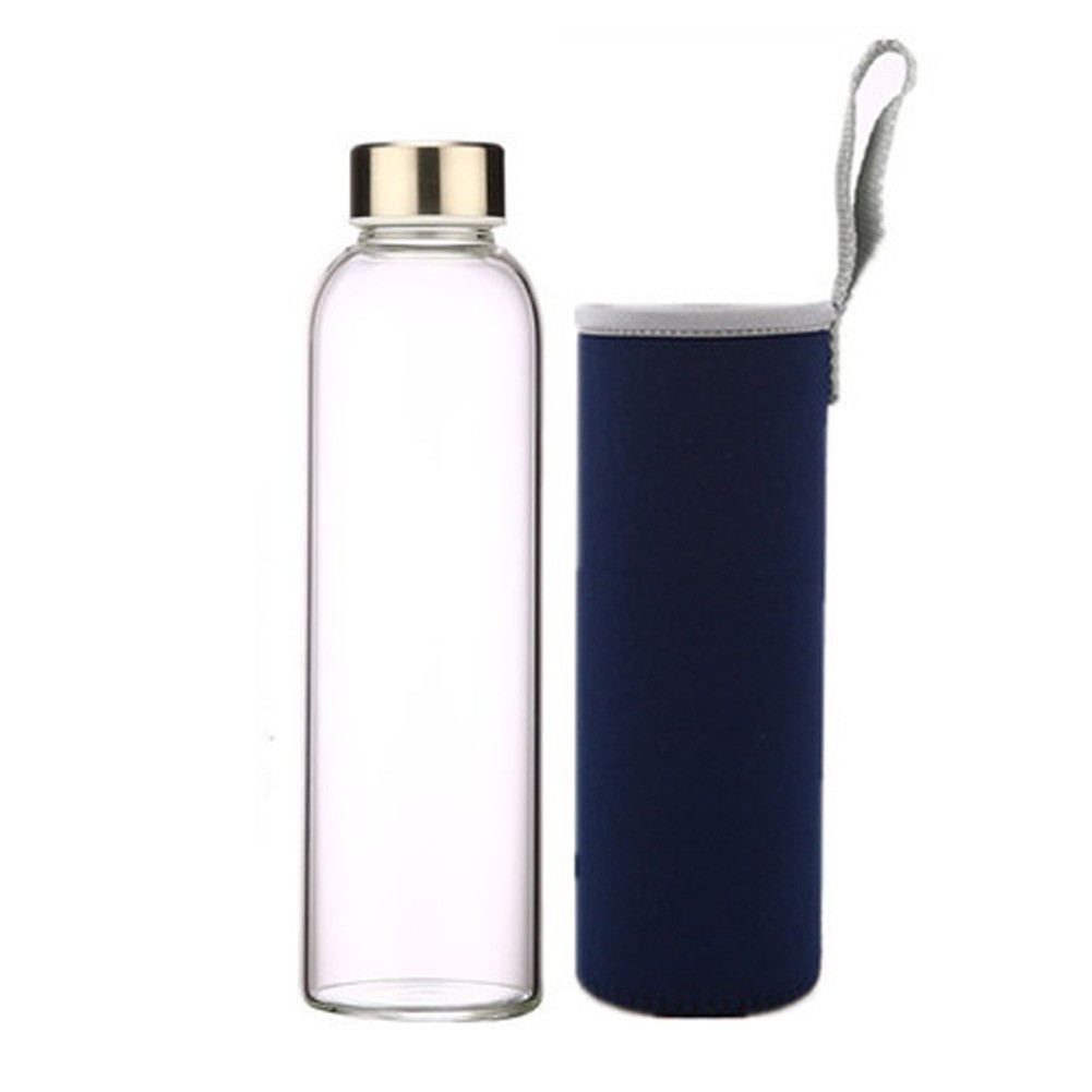 Lovely 550 ML Glass Water Bottle With Navy Glass Wrapper (24*6.5cm)
