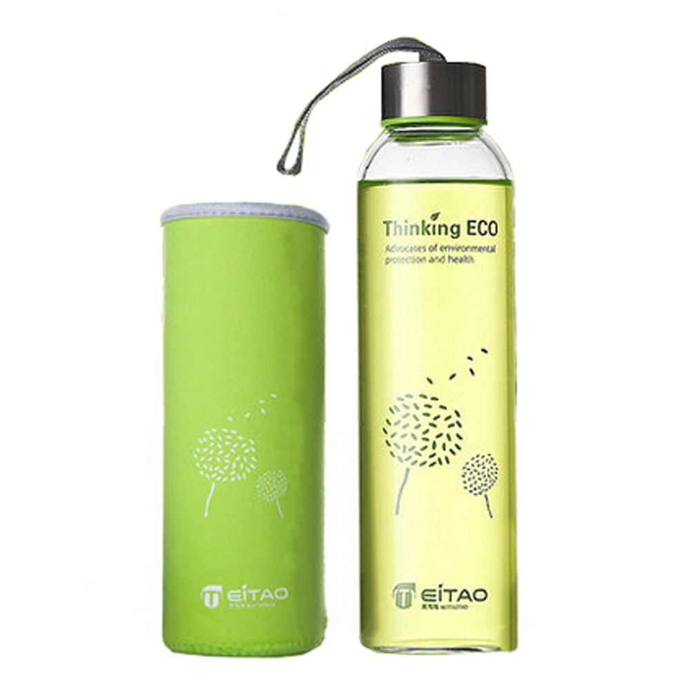 550 ML Unique and Stylish High-quality Glass Water Bottle Water Container,Green