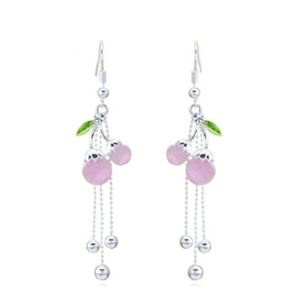Lovely Cherry Rhinestone Earring Dangle Earrings Wrap Party Pink