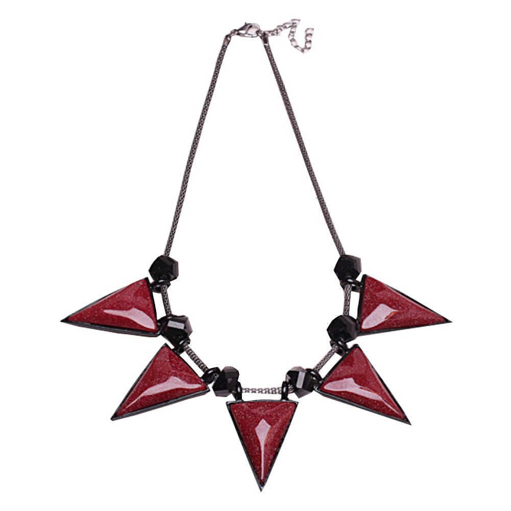 Retro Fashion Choker Necklace Pendant Choker Necklace Red Triangle Pendant