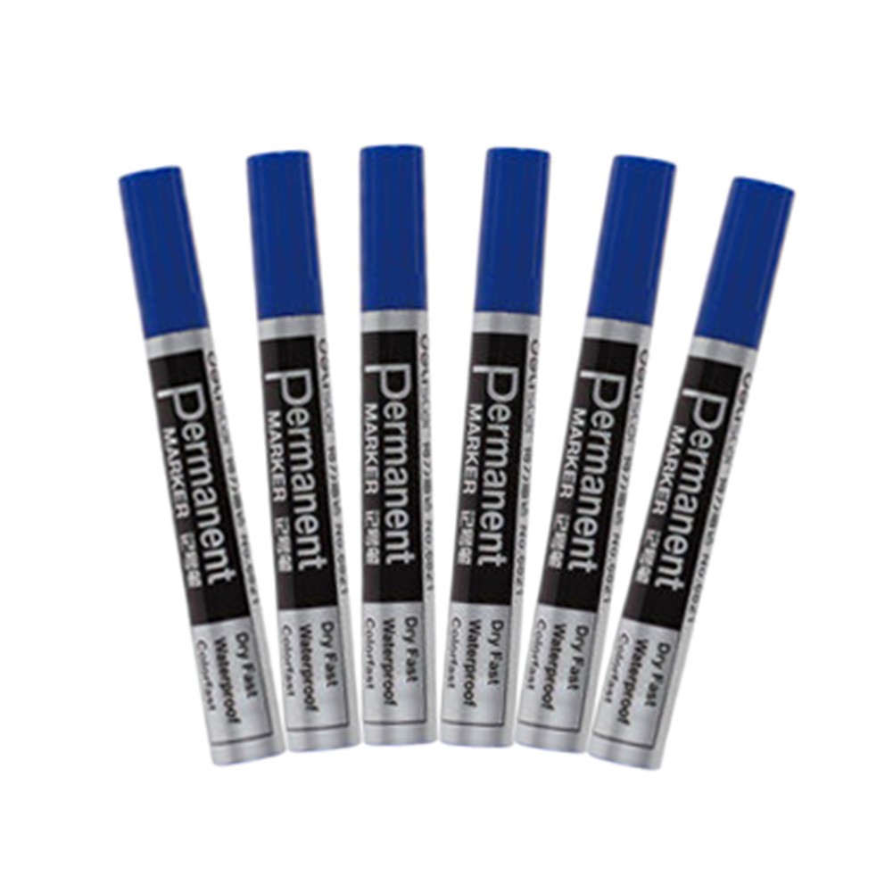 Set Of 6 Marker Office Supplie Fine Point  Marking Pen Writing Brush Blue