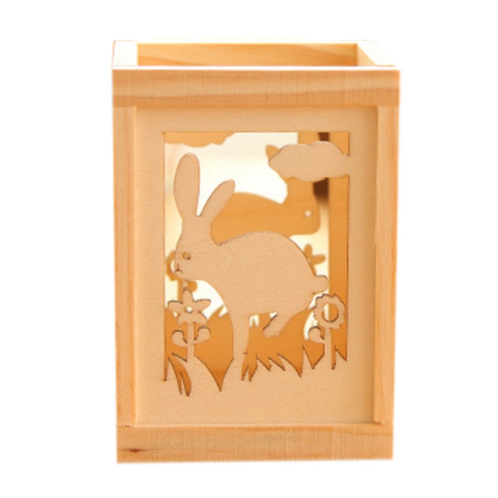 Pen/Pencil Holder Desk Organizer With Small Drawers, Carved Rabbit