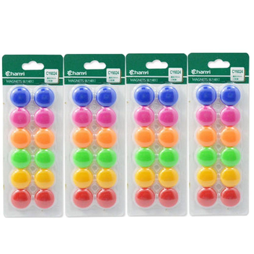 48 PCS Officemate Magnets, Assorted Sizes and Colors,12 per Pack 20mm