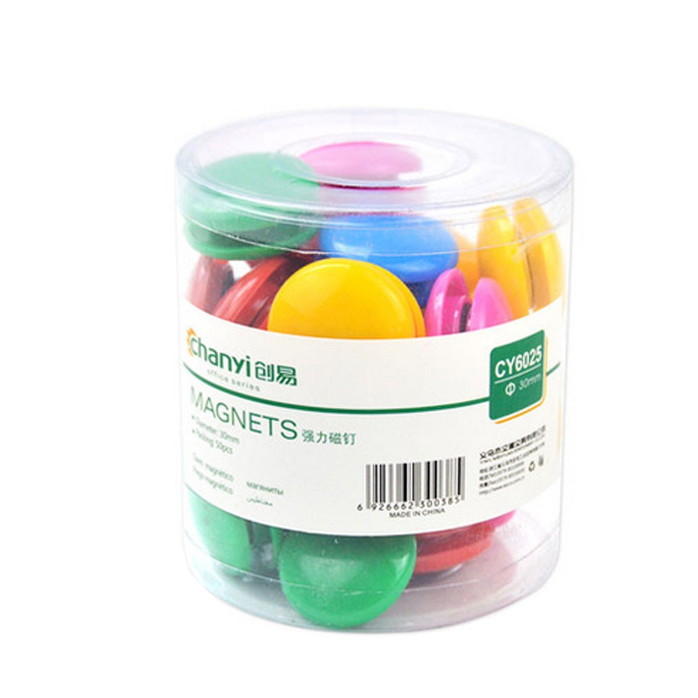 50 PCS Officemate Magnets, Assorted Sizes and Colors, 30mm