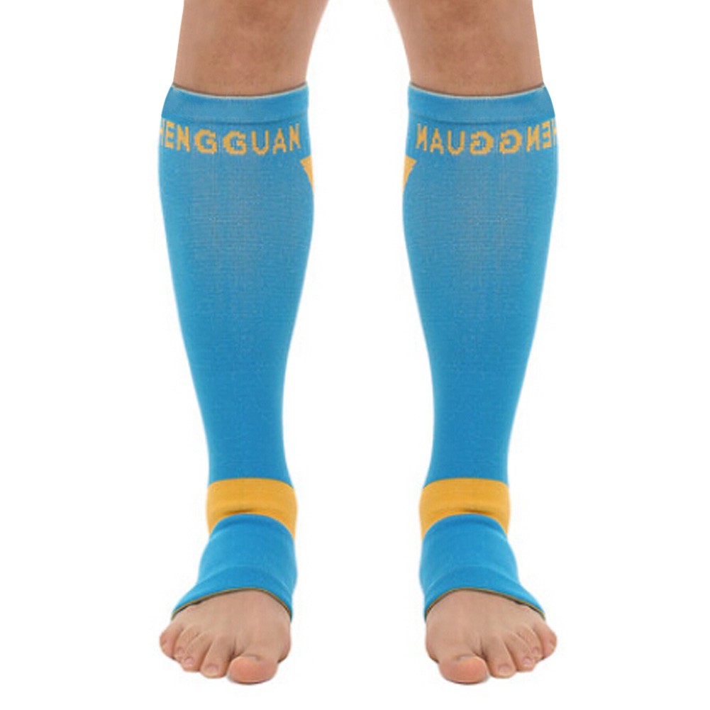 Set of 2 Leg Guard Sports Safety Leg Sleeve Protector Free Size,Blue/Yellow