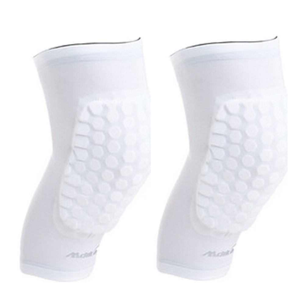 Set of 2 Outdoors Safety Sleeve Protector Knee Pad Honeycomb Crashproof White