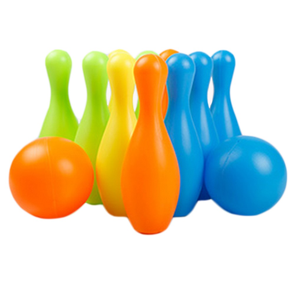 Mini Kids Colorful Plastic Bowling Ball Set, 2 Balls And 10 Pins