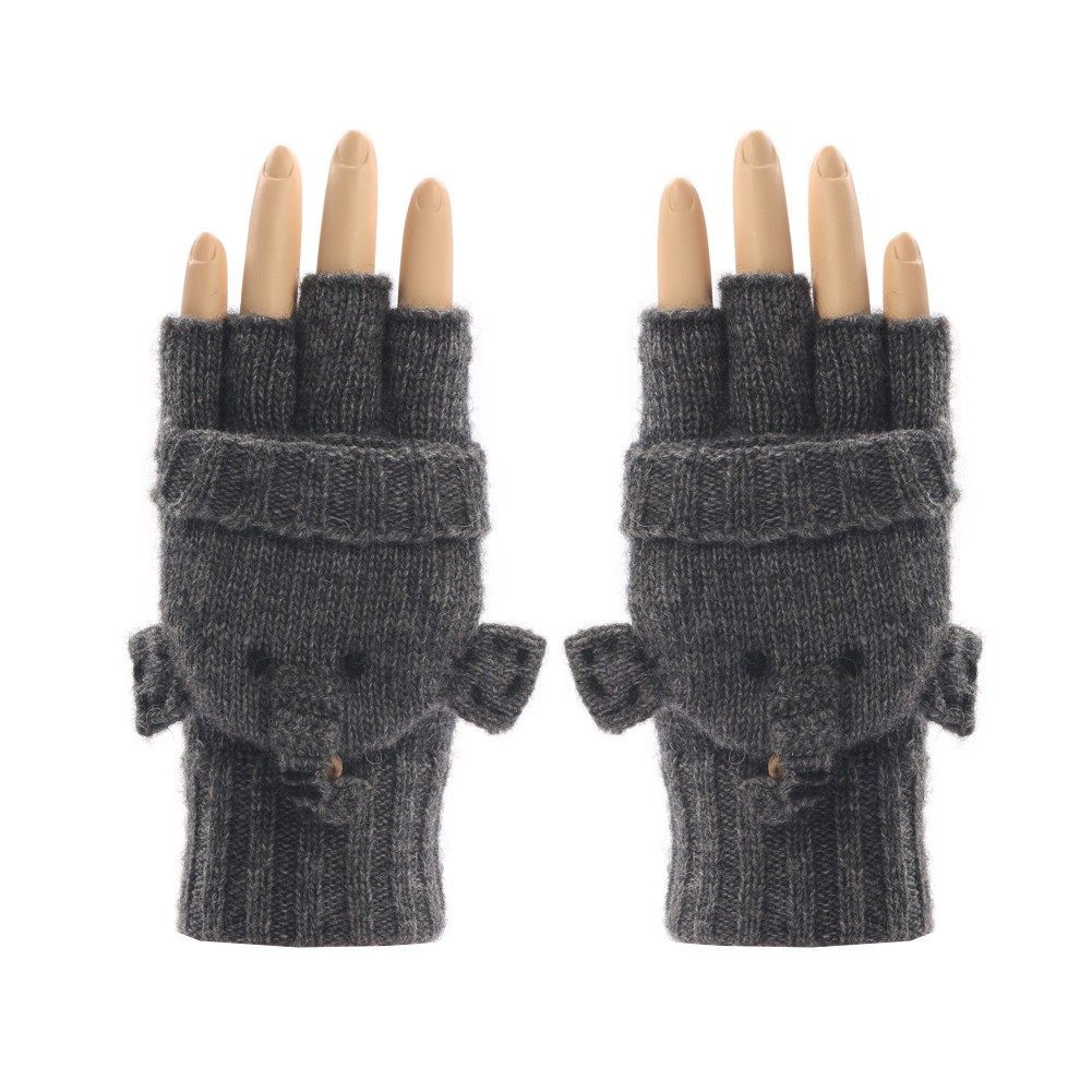 Half-Fingers Animal Style Women Gloves/ Stretchy Knit Gloves