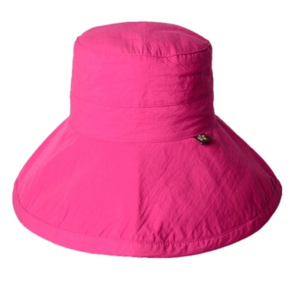 Women's Summer Folding Outdoor Wide Brim Caps Cycling Sun Hat, Rose Red