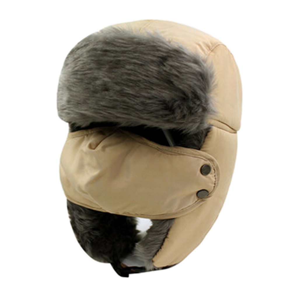 Winter Outdoors Running Cycling Skiing Windcap Warmth Mask Hat for Unisex Beige