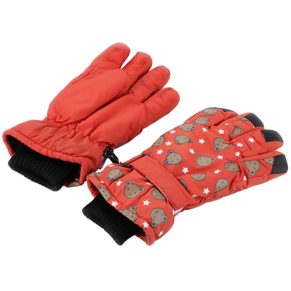 9-13 Years Old Children's Ourdoor Winter Skiing Gloves Orange