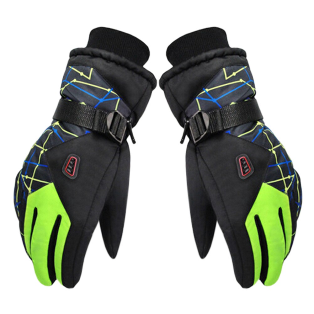 Winter Sports Gloves Windproof Waterproof Thicken Full Finger Gloves Green