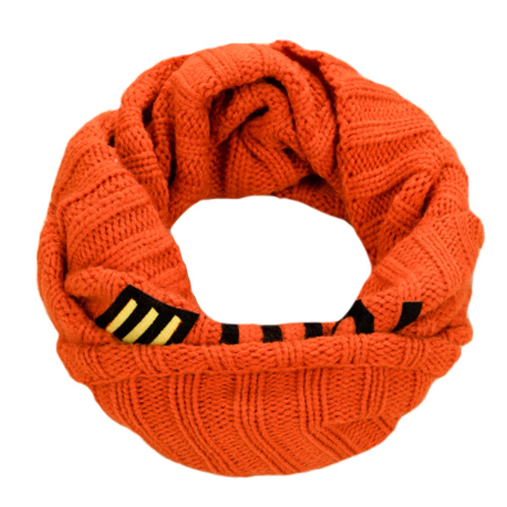 Cute Knit Infinity Scarf Warm Loop Scarfs Neck Scarves for Kids, Orange
