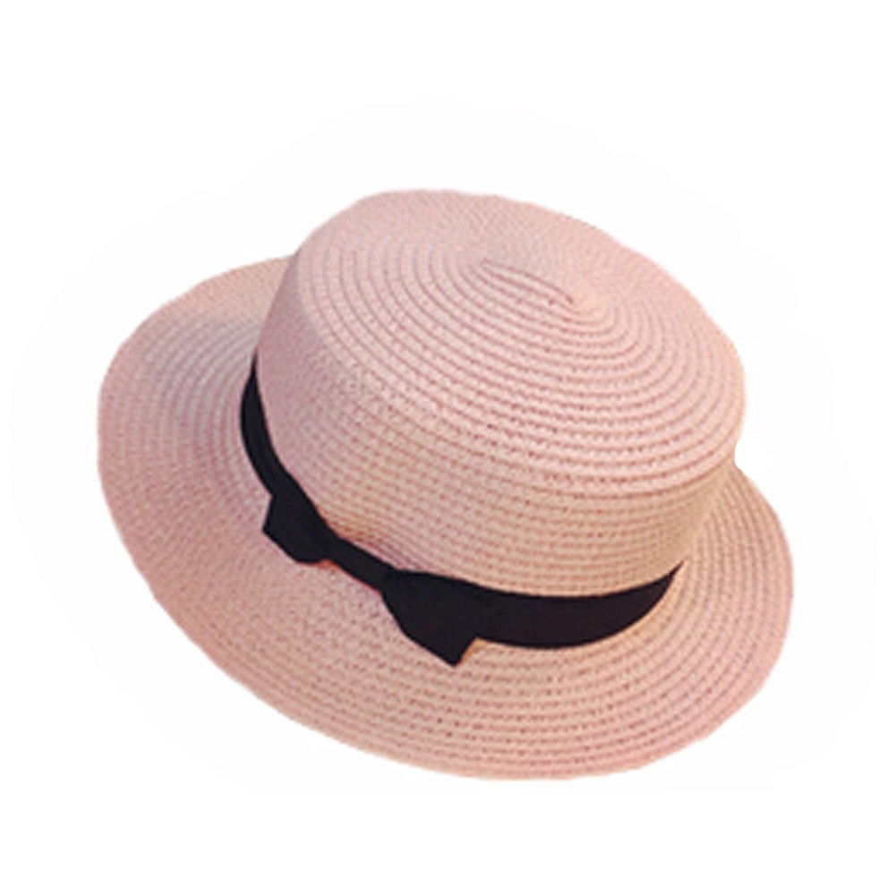 Straw Hat Sun Hat Travel Beach Cap With Lovely Bow  Simple Fashion Folding