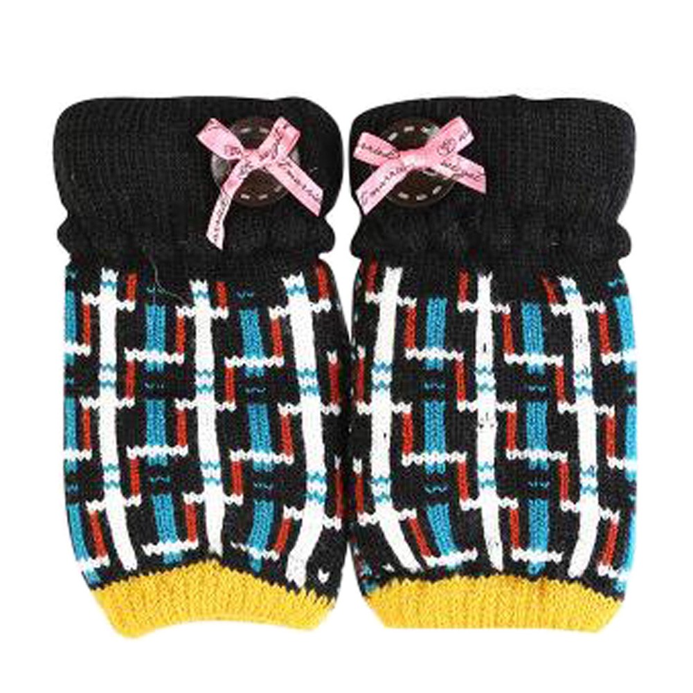Women's/Girls Cute Winter Fingerless Knitted Gloves,Black