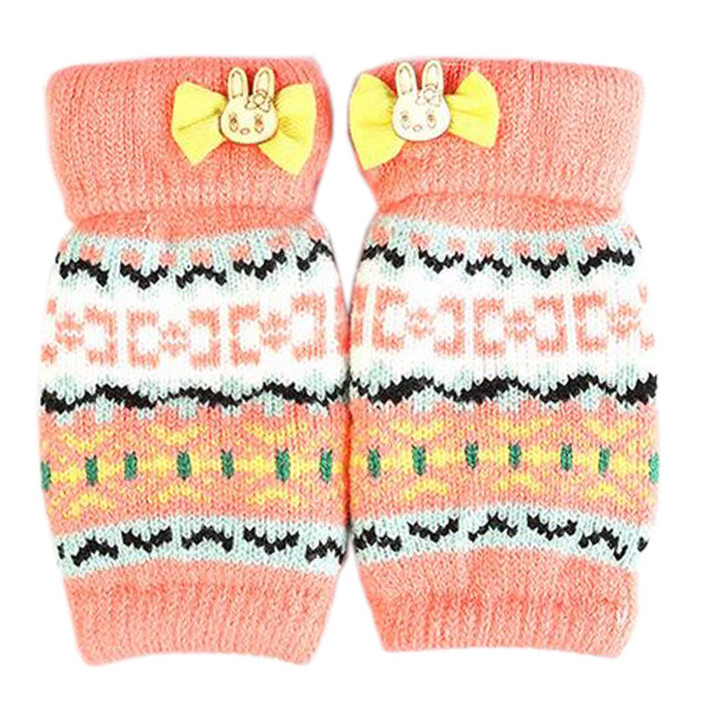 Lovely Winter Fingerless Knitted Gloves For Women's/Girls, Orange