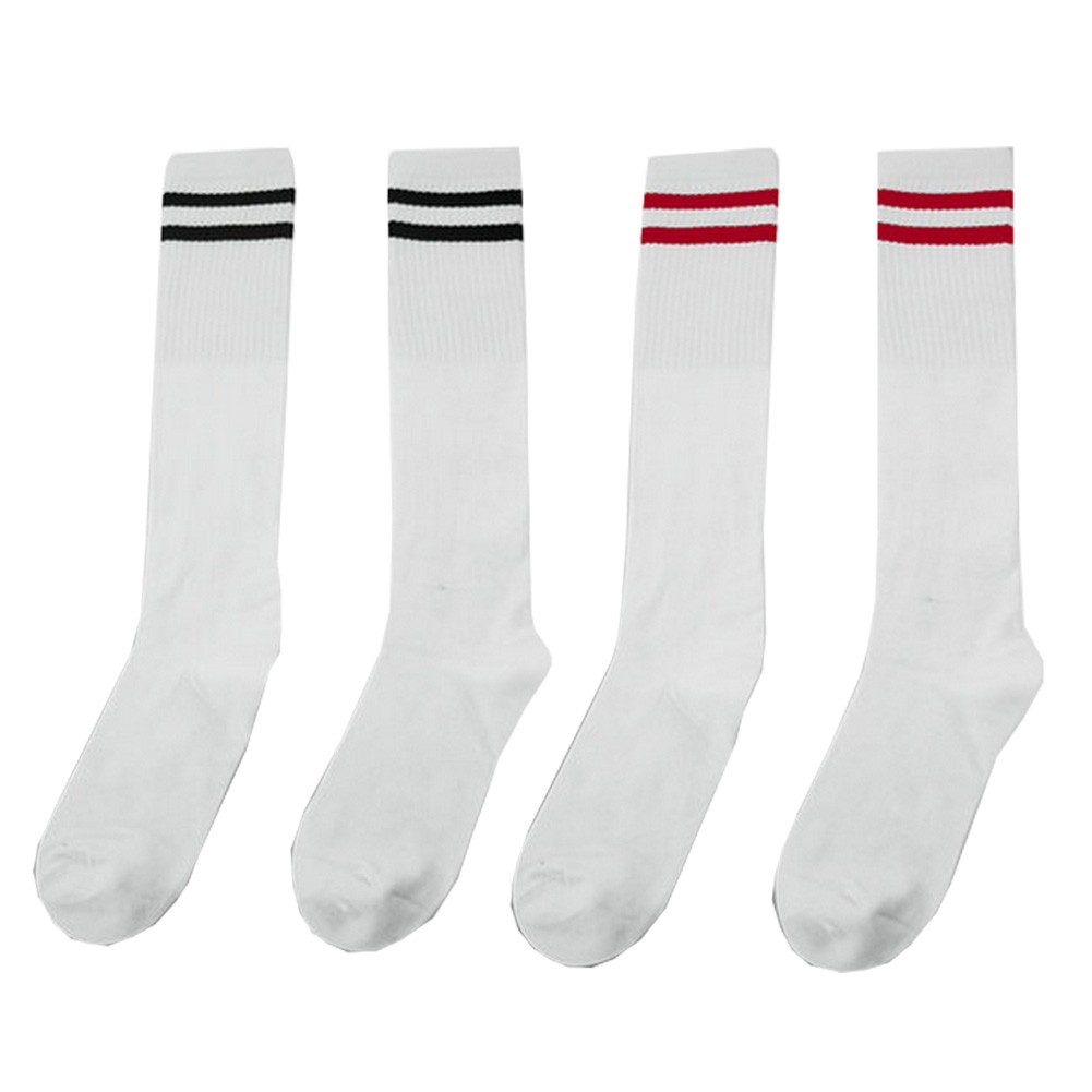 Children's Sport Athletic Socks Football Socks (2 Pairs),White Red/Black Line