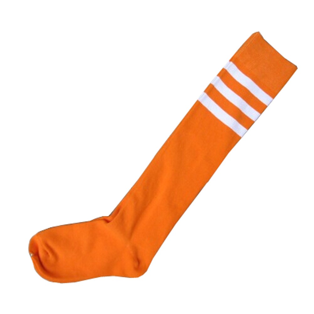 Three Stripes Knee High Socks Students Long Stockings Athletic Socks,Orange