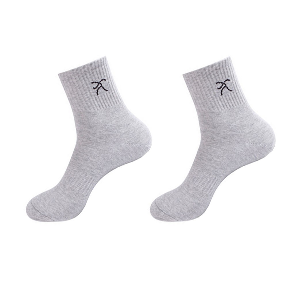 Men's Cotton Mid-calf Length Athletic Socks Gray 2 Pairs