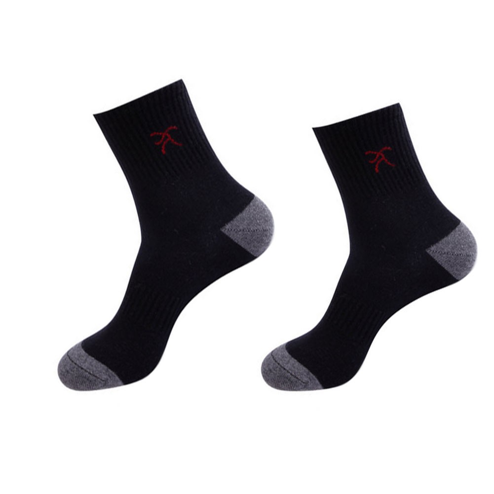 2 Pairs Black Gray Mid-calf Length Athletic Socks