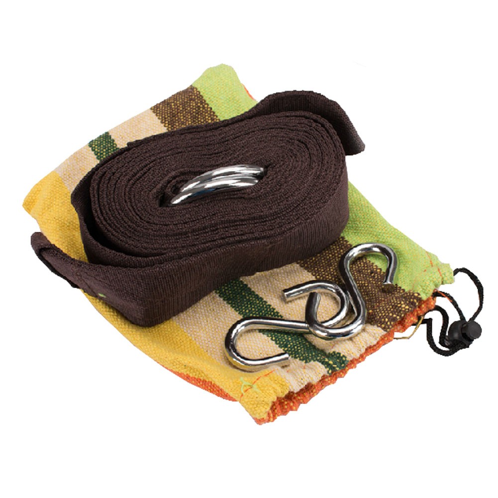 Premium Hammock Tree Straps Hanging Kit Rope with Hooks + Bag - Brown