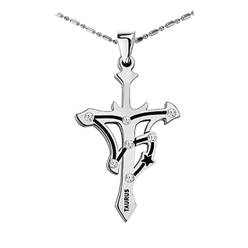 Personalised 12 Constellations Titanium Steel Necklace Pendant,Taurus