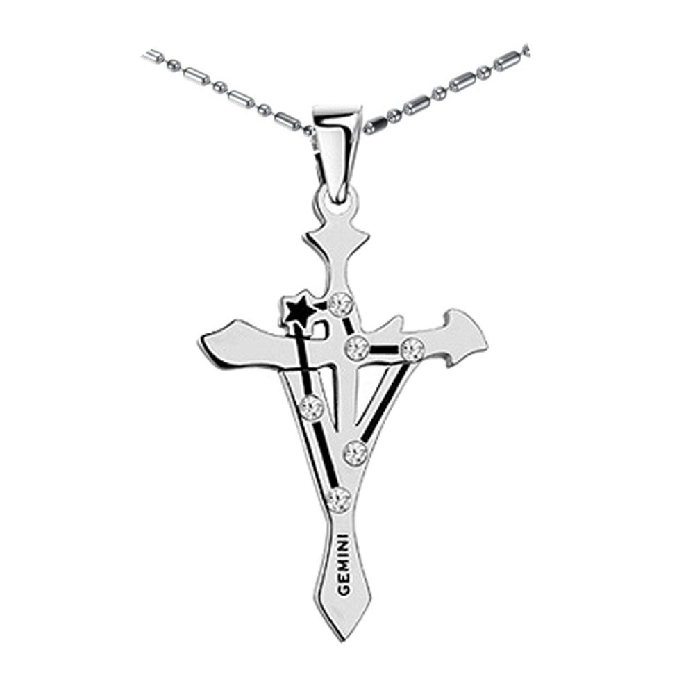 Personalised 12 Constellations Titanium Steel Necklace Pendant,Gemini