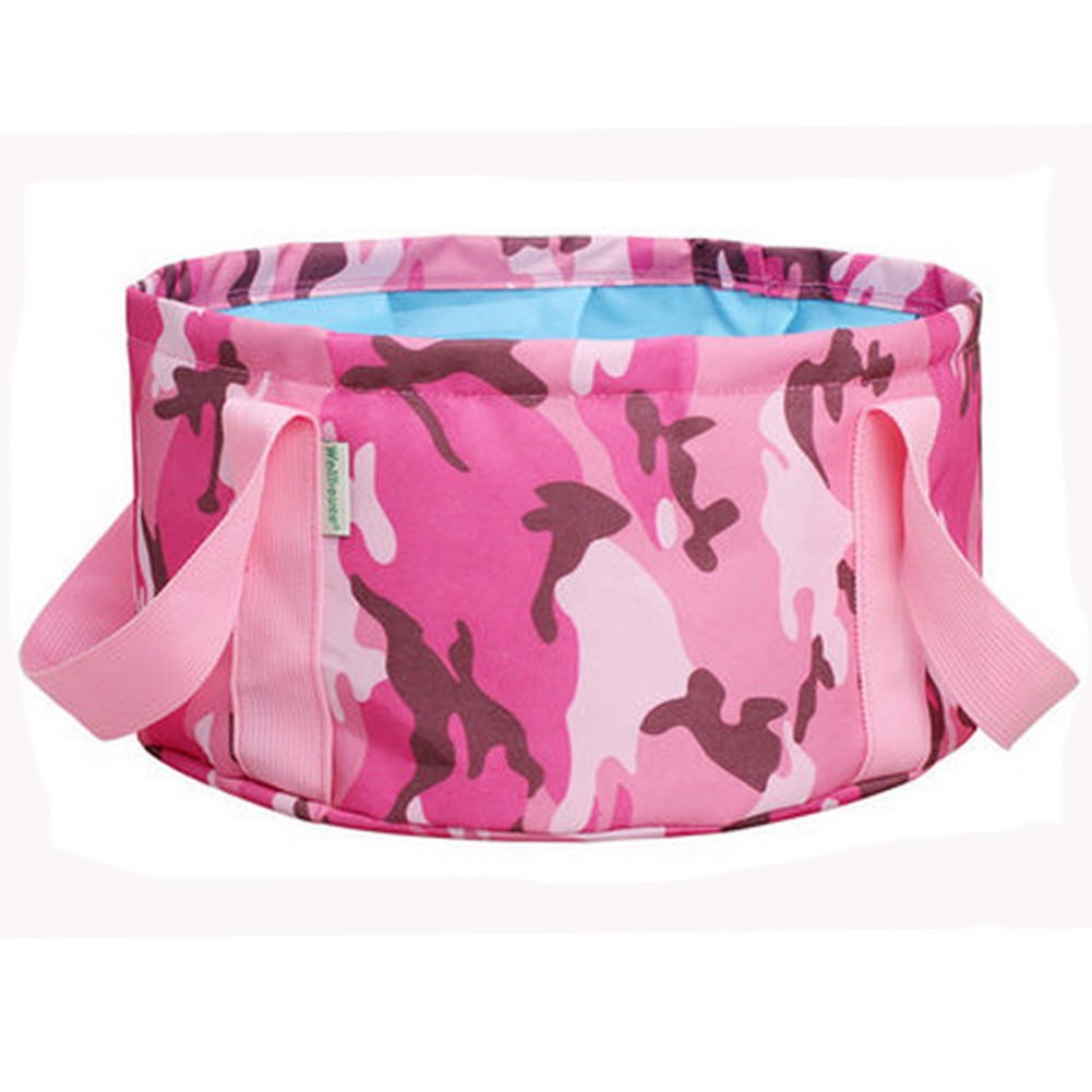 Oversize Collapsible Bucket Camp Bucket Fish Bucket, 15L, Rose Red Camouflage
