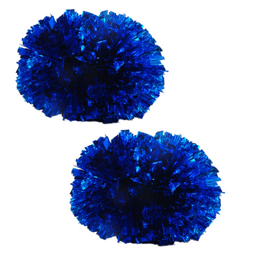 Colorful Large Plastic Baton Handle Cheerleading Poms 120g (Pair), Blue